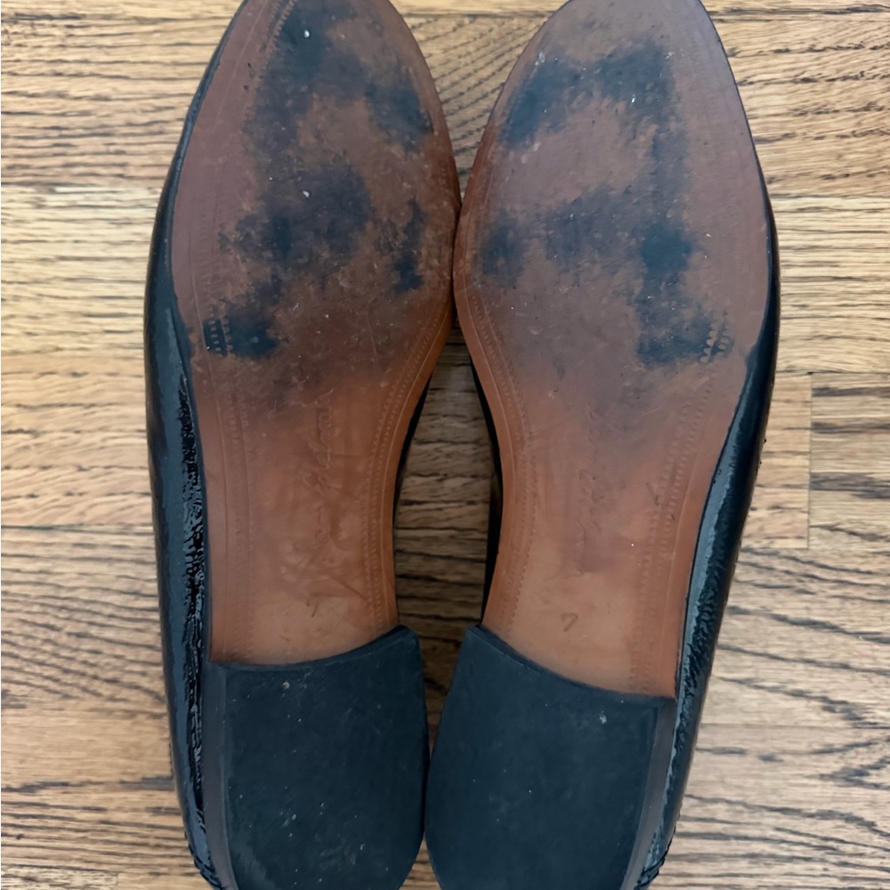 Sam Edelman Loraine Black Patent Leather Loafers with Gold Hardware - Picture 3 of 4
